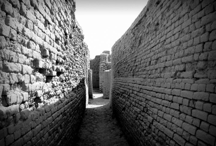 A crumbling corridor in the Mohenjo-daro ruins, Pakistan