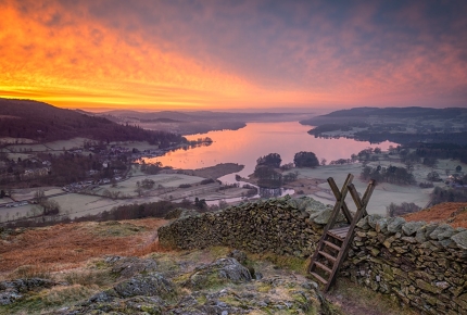 A frosty view over Lake Windermere