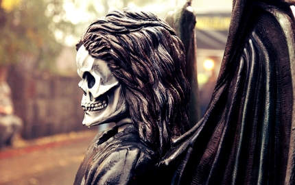 A menacing effigy hangs in the spooky streets of Salem