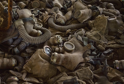 Abandoned gas masks in Pripyat, near Chernobyl