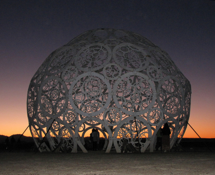 An art installation at sunset during AfrikaBurn