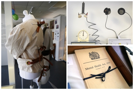 Exhibits at the Mental Health Museum include straitjackets