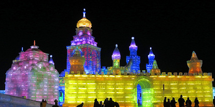 See dazzling ice palaces at the Harbin Ice Festival