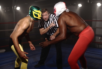 Lucha libre is characterised by colourful masks and quick manoeuvre.