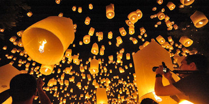 Releasing paper lanterns in Chiang Mai