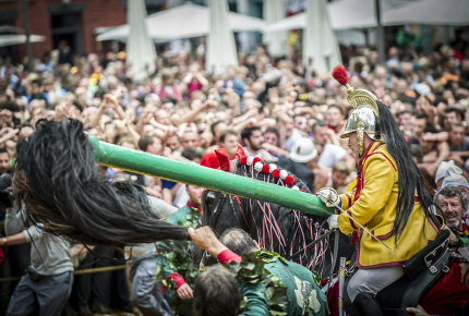 The annual Doudou features sword fighting and dragon slaying