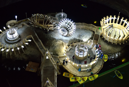 The massive Turda Salt Mines are home to an underground theme park