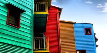 Brightly painted houses make up Calle Caminito in La Boca
