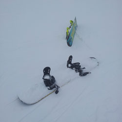 Snowboards in snow