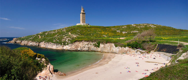 The beaches of A Coruña are a short trip from Santiago de Compostela. 
