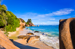 Visitors can sunbathe on the breathtaking Seychelles beaches