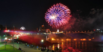 Watching fireworks above the Niagara Falls is spectacular