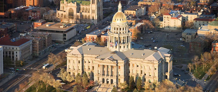Aerial view of Colorado State Capitol Building, Denver