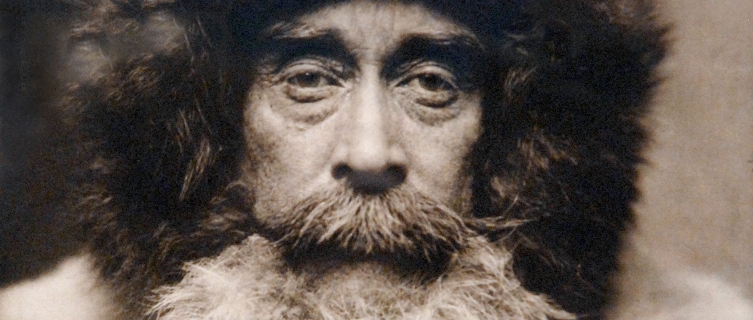 A portrait of Robert Peary in Arctic furs from 1909
