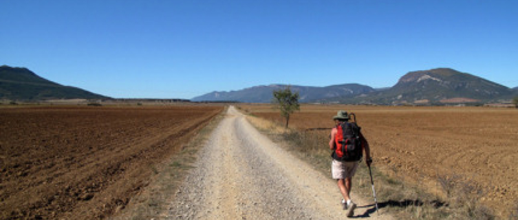 A rambler follows a straight path in northern Spain