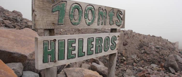 A sign guides the way to Baltazar's ice mine