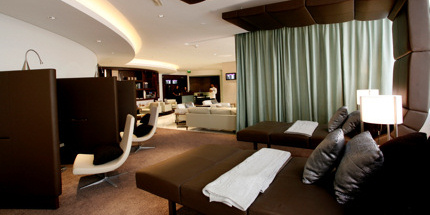 Tired passengers can relax on the Diamond Lounge's two comfy beds