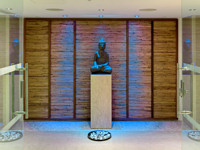 A Buddha statue greets you as you enter the spa