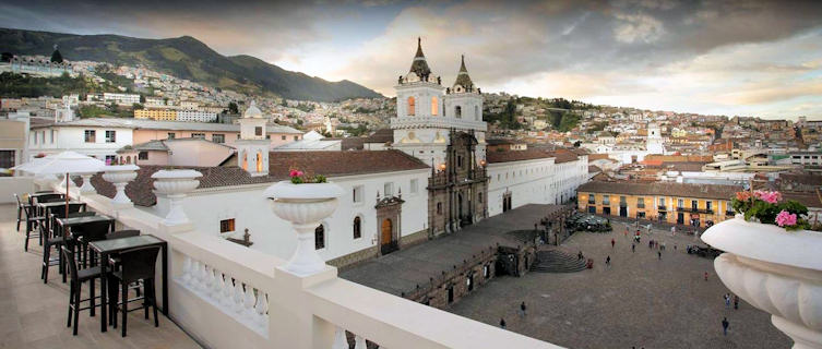 A panoramic view from Casa Gangotena's rooftop terrace