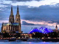 Cologne evening cityscape 