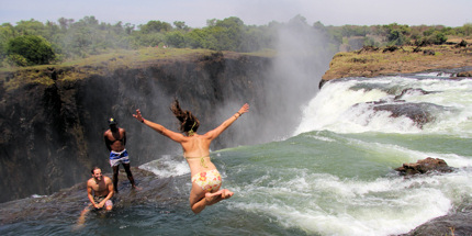 Don't look over the edge of this infinity pool atop Victoria Falls