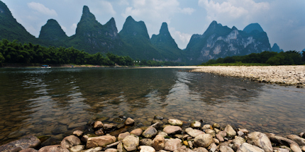 The Karst-studded backdrop of the Li River
