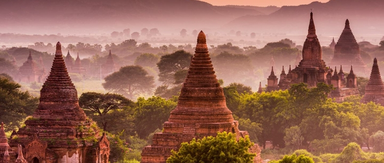 Magnificent stupas in Bagan, Myanmar.