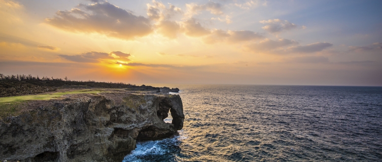 Rock formations along the coast at Manzamo, Okinawa