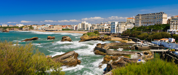 The blue skies and sparkling spring swell of Biarritz