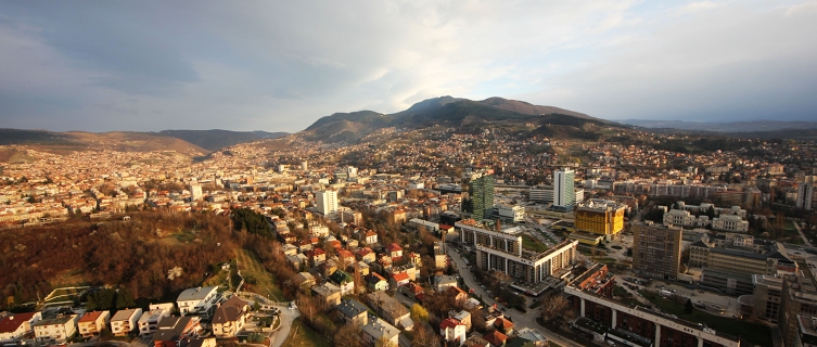 The view from atop the Avaz Tower in Sarajevo