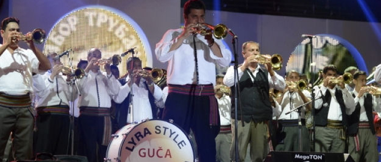 Trumpeters from all over Serbia perform during the festival