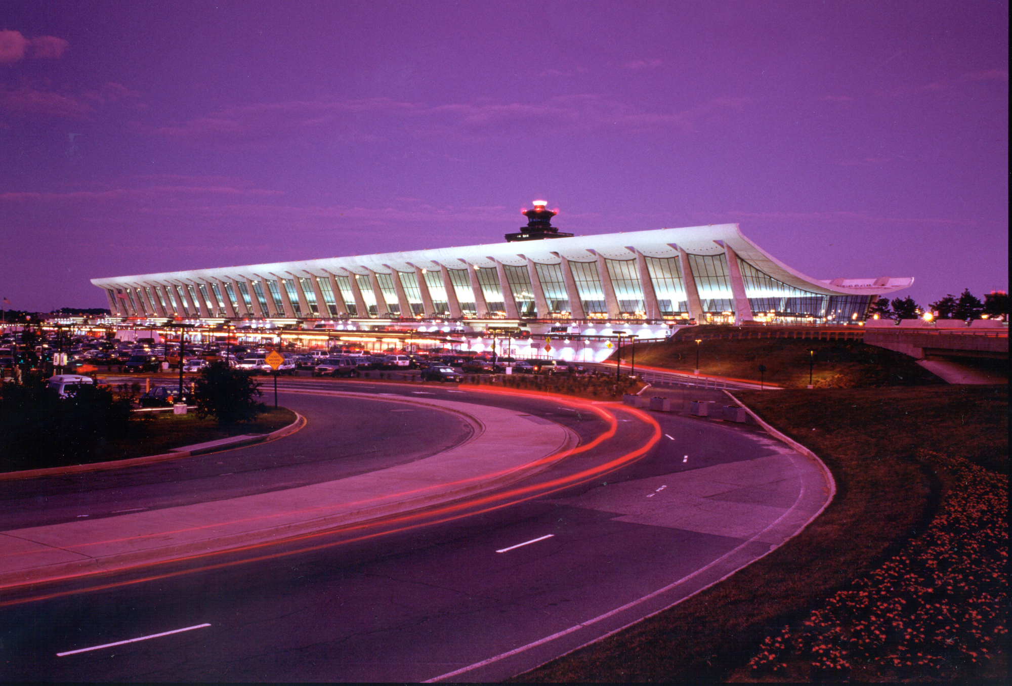 Washington Dulles International Airport at dusk