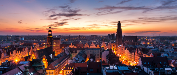 Wrocław, the European Capital of Culture 2016, at night