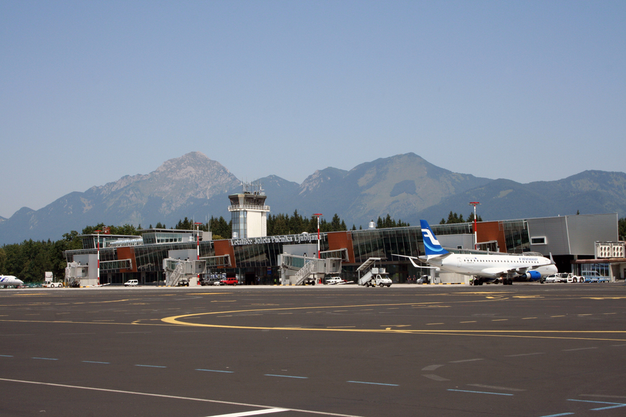 Ljubljana Airport's mountainous backdrop