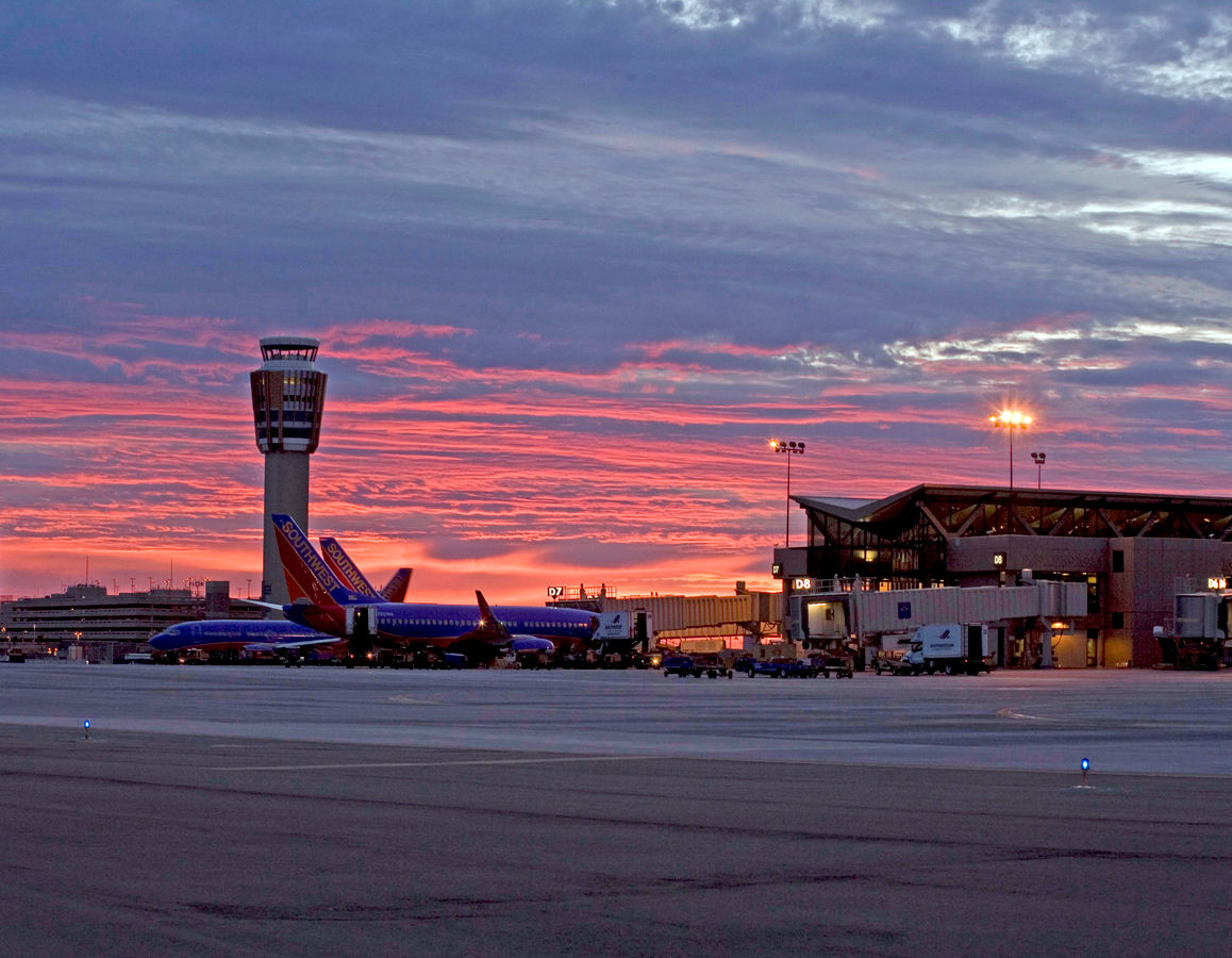 Sunset at the airport