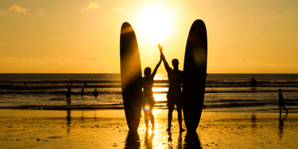 Surfing in Bali is one of many thrilling watersports