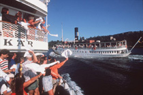 Sightseeing boats passing each other in the archipelago just outside the city. Photographer: Christer Lundin/Stockholm Visitors Board