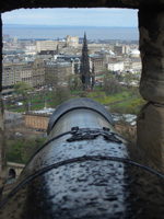 View from one of Edinburgh Castle's cannons over the city © Nicola Anstey