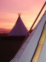 Deepdale tipis at sunset, courtesy of Deepdale Backpackers