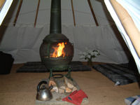 Inside a Deepdale tipi, courtesy of Deepdale Backpackers