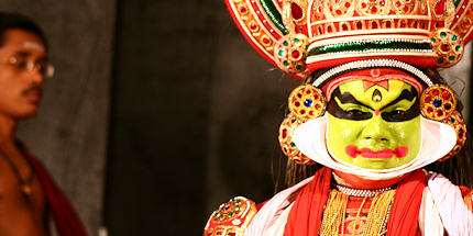 Watch colourful Kathakali dancers in Kerala