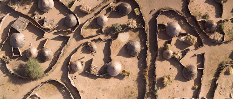 Aerial view of a village, Chad