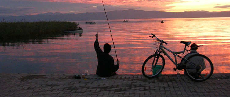 Fishing at Lake Ohrid, Macedonia