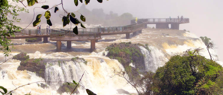 Footbridge over Iguazu waterfall, Paraguay