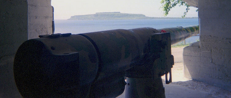 Japanese gun in bukner in Rota, Northern Mariana Islands