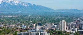 Salt Lake City surrounded by mountains
