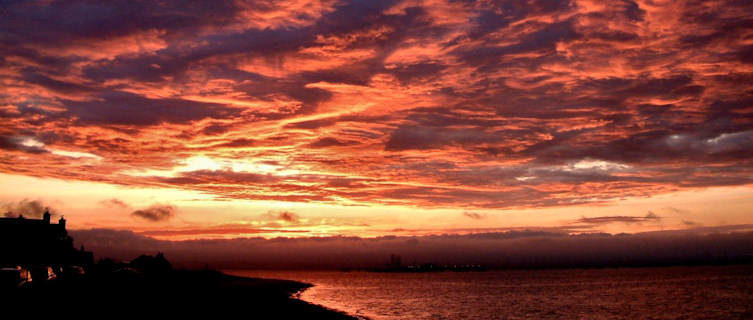 Sunset over a Scottish beach