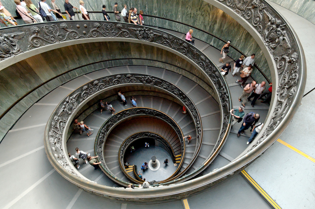 A stairway in the Vatican museums