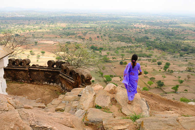 Admiring the view at Danushkoti hilltop, Bengaluru