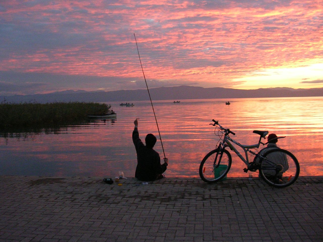 Fishing at Lake Ohrid, Macedonia